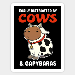 Easily Distracted by Cows and Capybaras Cartoon Sticker